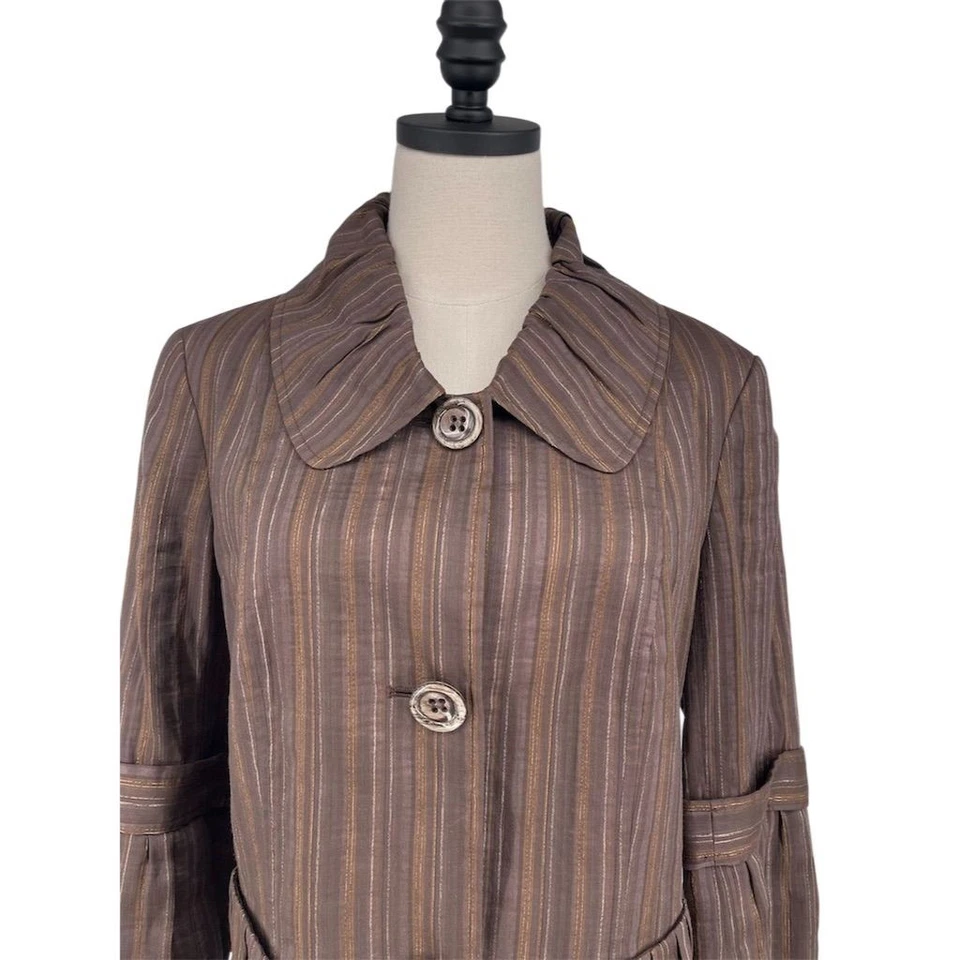 Lafayette 148 NY Women's Striped Blazer Jacket Brown Size 10 M - Image 4 of 4
