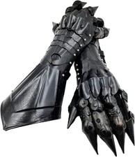 Negro Medieval Nazgul Guantes Usables Conjunto Par Armadura Batalla Acero Arm...