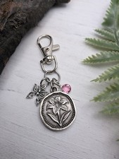 Lily Flower Butterfly Bag Charm / Purse Charm / Flower Keychain Gifts