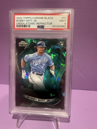 2022 Topps Chrome Black Bobby Witt Jr. RC Green Atomic Refractor #/99 PSA 9