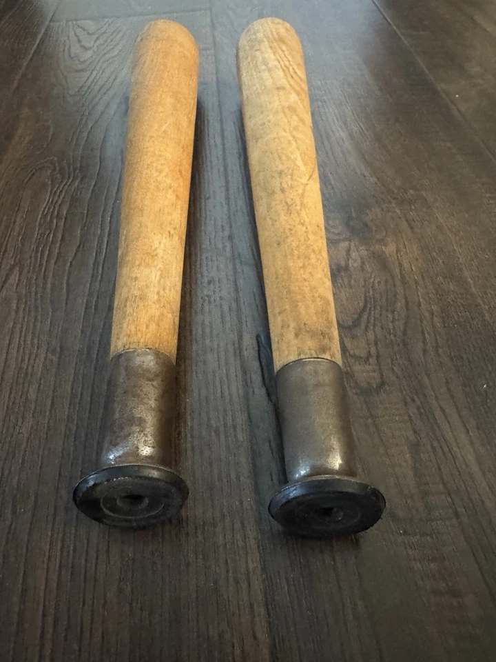 "Juego vintage de 4 muebles de madera rubia gris 7"" patas cónicas repintado" Foto 2 de 3