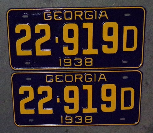 1938 Georgia License Plates