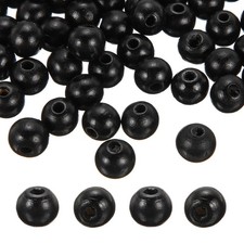 300pcs 10mm Black Natural Wood Beads with 3mm Hole Round Wooden Spacer Ball