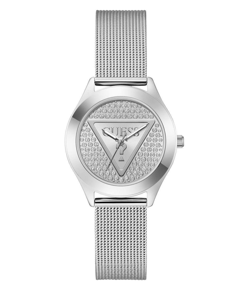 Guess Silver Womens Analogue Watch Glitz Plaque GW0835L1