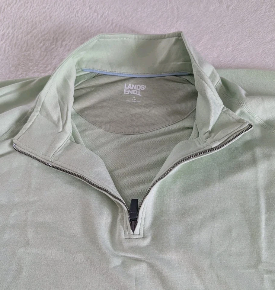 Camisa de rendimiento Land s End 1/4 cremallera para hombre manga larga talla XL verde pastel Foto 4 de 4