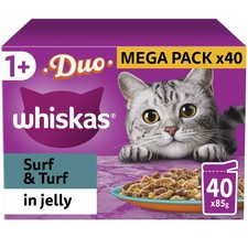 - 1+- Adult Wet Cat Food Pouches - 40 x 85 g - Surf and Turf in Jelly - Bulk ... 4.59 per kilo