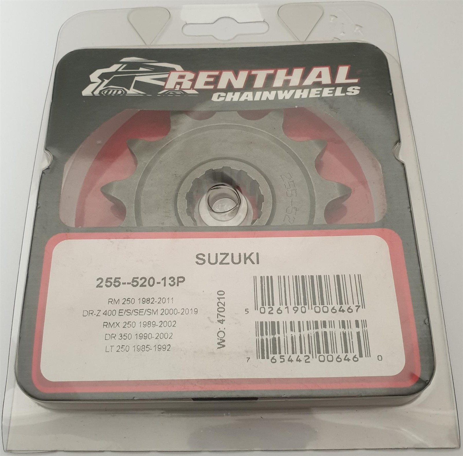RENTHAL SPROCKET FRONT 13T SUZUKI RM250 82-11 RMX250 89-02 DRZ400 00-23