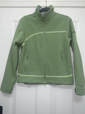 COLUMBIA TITANIUM WOMENS Medium GREEN WIND JACKET Hiking Gorpcore