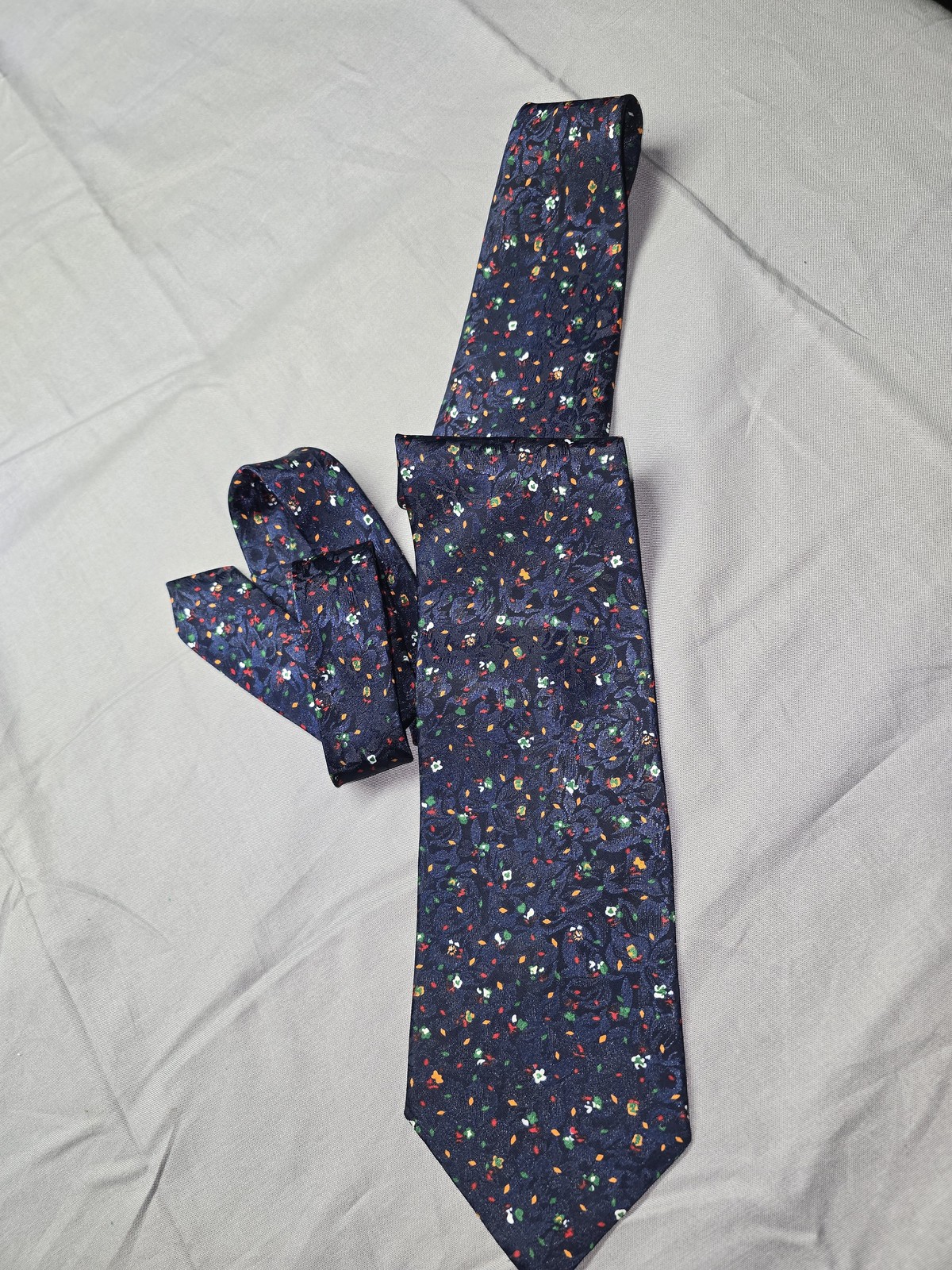 Christian Dior Monsieur Tie Mens Navy Blue Floral Pattern Vintage Neckwear 90s thumbnail 2