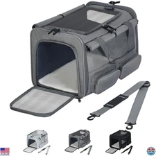 Cat, Dog Carrier for Pets up to 15 lbs, Soft-Sided Collapsible Pet Carrier with