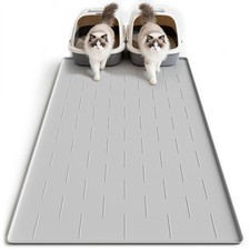 Pieviev Silicone Cat Litter Trapping Mat, 40''x28'' XL-40''x28'', Light Gray