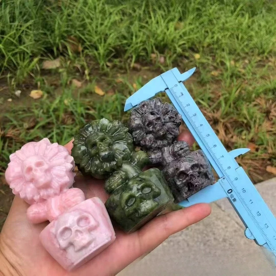 Cristal Tallado Adorno Calavera Flor Piedra Áspera Creativo Hogar Ornamento Foto 2 de 4