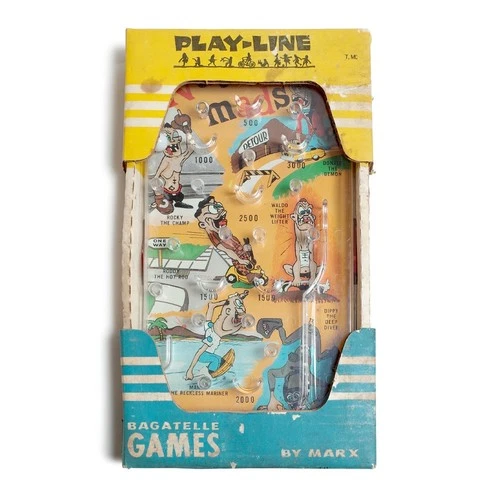 VINTAGE 1960s MARX Nutty Mads PLAY-LINE Bagatelle Games Pinball Toy