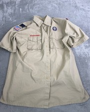 Boy Scouts Of American Uniform Shirt Men  s Size Large Beige Short Sleeve