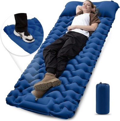 Inflatable Camping Sleeping Pad Foot Pump Ultralight Air Mat With Pillow