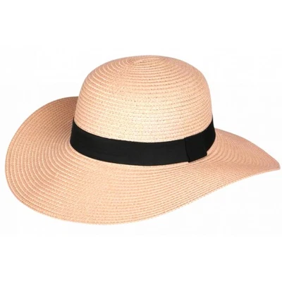 Chapeau Paille Femme Rose Large Bord Capeline Eté Elégante Protection Soleil-Ta - Photo 1/4