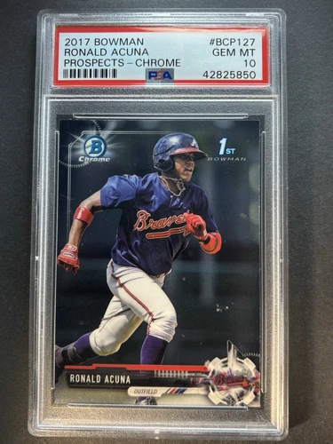 Ronald Acuna Jr PSA 10 Gem Mint 2017 Bowman Chrome 1st #BCP127 Braves