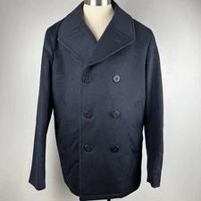 Uniqlo x JW Anderson L Large navy blue wool blend quilted lining peacoat jacket