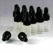 3ML 5 100pcs Clear Glass Dropper Aromatherapy Bottle Black Cap Essential Oil