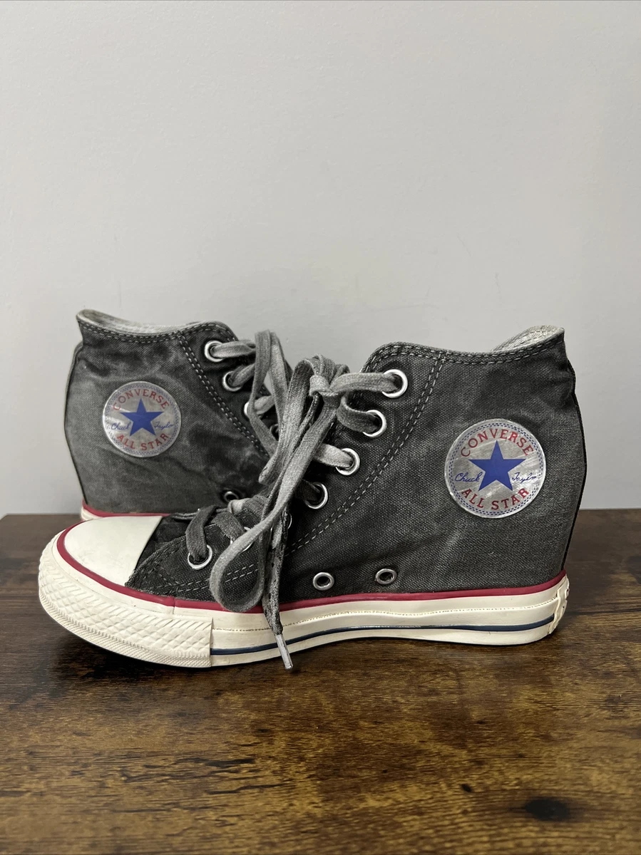 Converse CTAS Lux Mid Hidden Wedge Heel Distressed Grey 547193C Womens Size 6