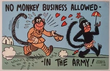 Vintage Comic Humor Art Linen Postcard 1940's -50's Cartoon 46 Army