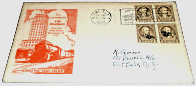 1933 FLORIDA EAST COAST THE MIAMIAN SEVENTH ANNIVERSARY FEC SOUVENIR ENVELOPE