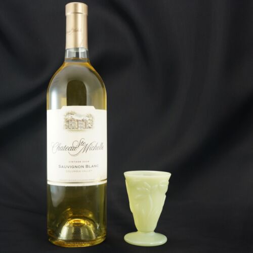 Peking Glass Lotus Wine Cup Jade Color Circa 1920 - Picture 2 of 10