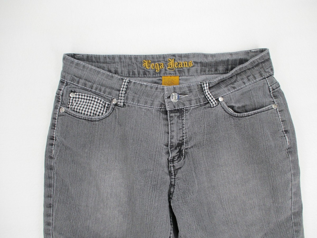 Vega Jeans Shorts Women's 7 Gray Dark Wash Denim Stretch Mid