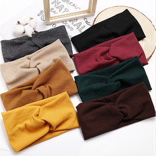 Haarband Stirnband Winter Damen Frauen Stretch Breit Bandana Knoten Elastisch