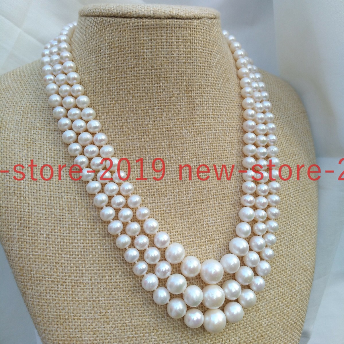 ブレスレット LESS IS MORE 14K gold field pearl necklace Triple Graduated Strand 6-11mm South Sea White Pearl
