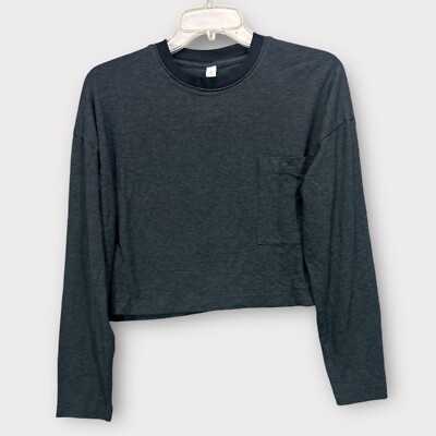 Lululemon Check The Box Long Sleeve Crop Loungewear Work Out Top Pocket Size 4