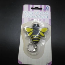 NEW Honeybee Bumble Bee LED Keychain Flashlight with Batteries Glow in the Dark