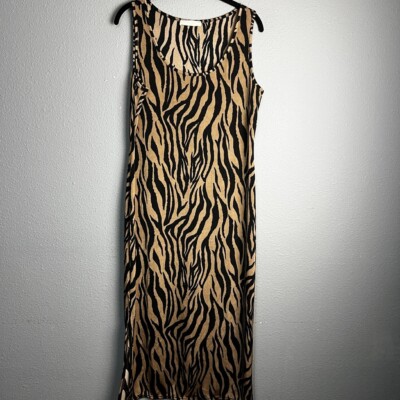 NWOT Jade by Jane Maxi Dress Zebra Print Sleeveless Tank Casual Sundress Size L