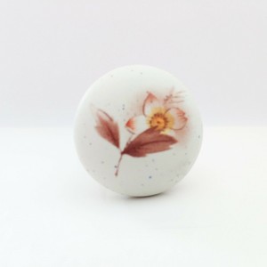 Porzellan Knöpfe Möbelknauf Griffe Küche Beige Braun Blumen Bogengriff