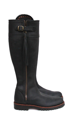 sz 7 US / 38 Penelope Chilvers Black Leather Tassel Side Zip  display picture 1