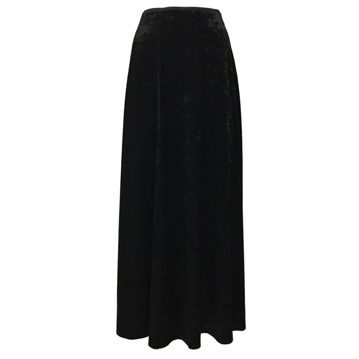 Long Black Velvet Flared Skirt Art DD18 351 Made in Italy