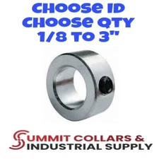 SOLID SET SCREW SHAFT COLLARS, ZINC  1/8 ID to 3" ID, YOU PICK size and quantity