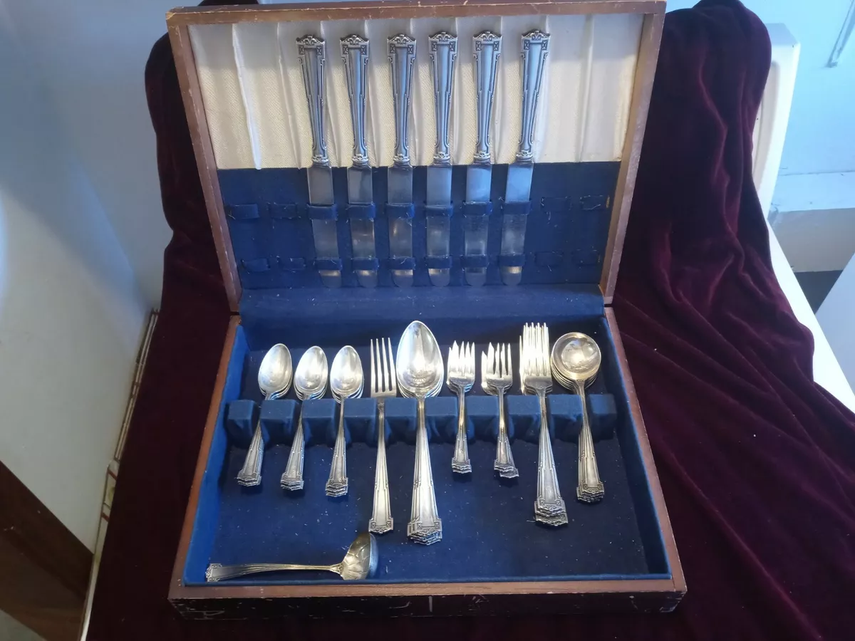 Early WALLACE RW S STERLING SILVER FLATWARE OLD SET 43 pcs 1750 grams