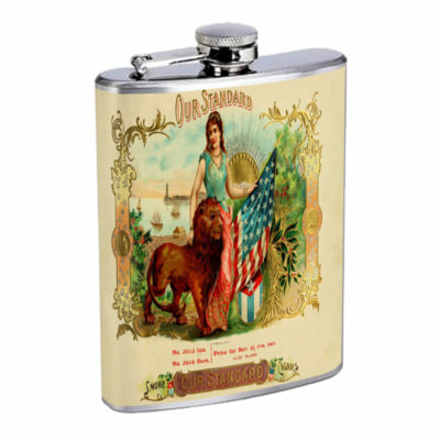 Vintage Cigar Box Poster D4 Flask 8oz Stainless Steel Hip Drinking Whiskey