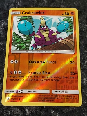 Crabrawler 104/214 SM Unbroken Bonds Pokemon Reverse Holo Foil Rare Nice!