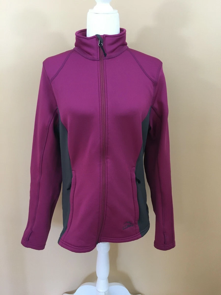 LL Bean Fitness Fleece Jacket Full Zip Berry Pink Gray