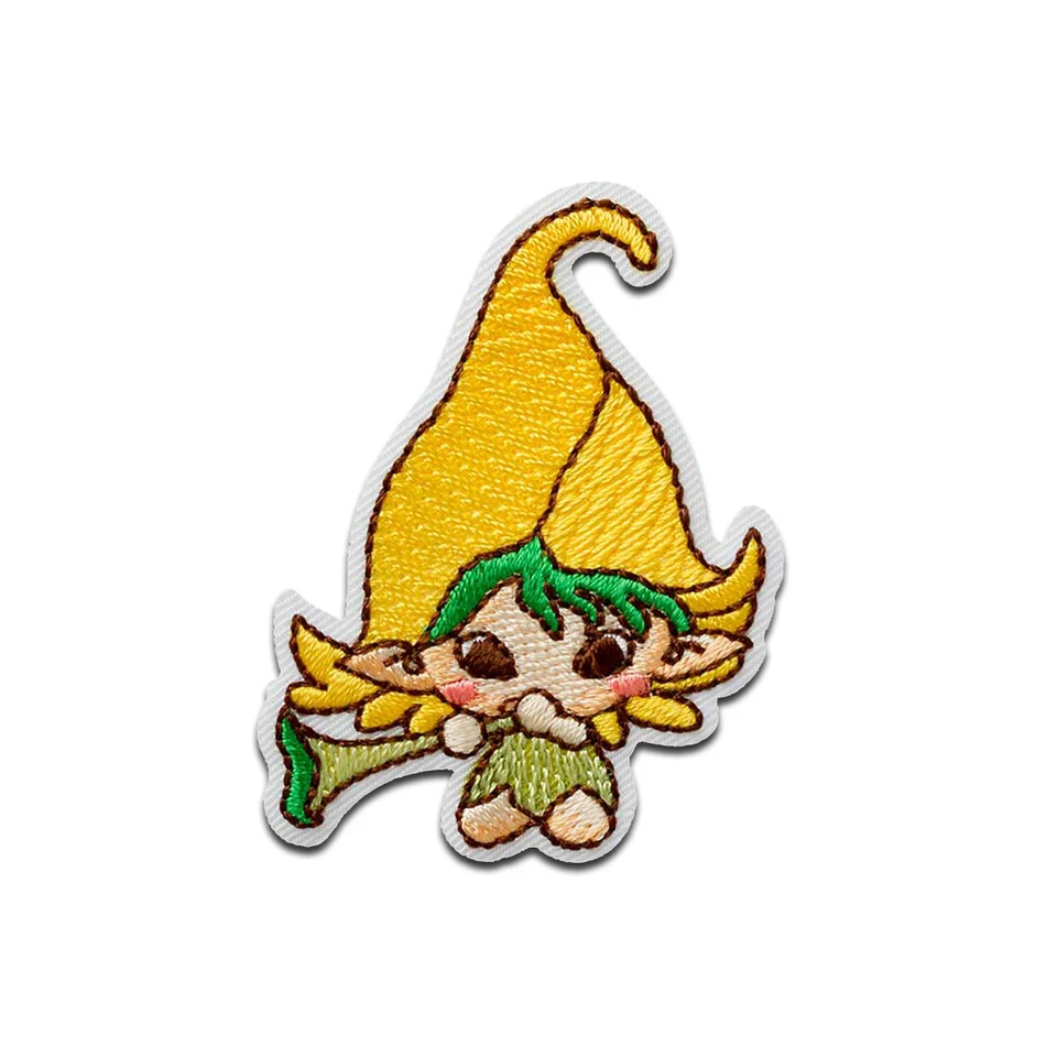 MONO-QUICK Troll mit Flöte - Aufnäher, Bügelbild, Aufbügler, Größe: 5,5 x 4,2 cm