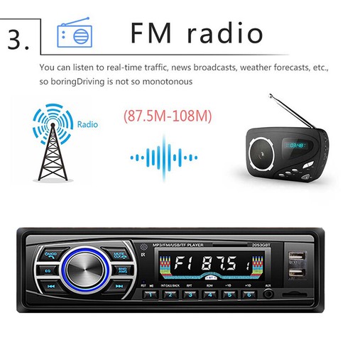 Single 1 Din Car Radio Bluetooth In-Dash Audio Unit Car MP3 Player FM/USB/AUX/TF - Picture 7 of 10
