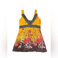 Unbranded Babydoll Top 90s Y2K Fairycore Boho Orange & Brown Medium Millenium