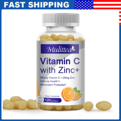 Vitamin C Capsules Plus Zinc 20mg For Immune System Support for Men and Women