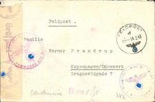 (X4267) FP # 40068, Feldgen. Tr. 719, 16.2.43 + Zensur nach Kopenhagen