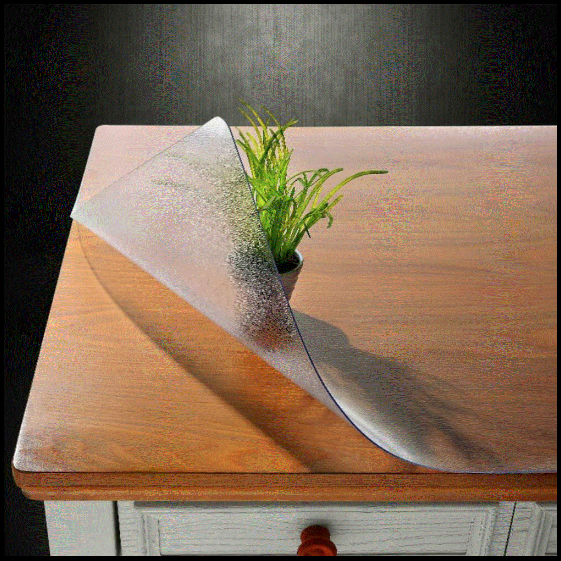 LovePads 2mm Thick 42 x 72 Inches Clear Table Cover Protector Table Pad for Kitchen Wood Grain Table Protector for Dining Room Table Clear Plastic Tablecloth Protector
