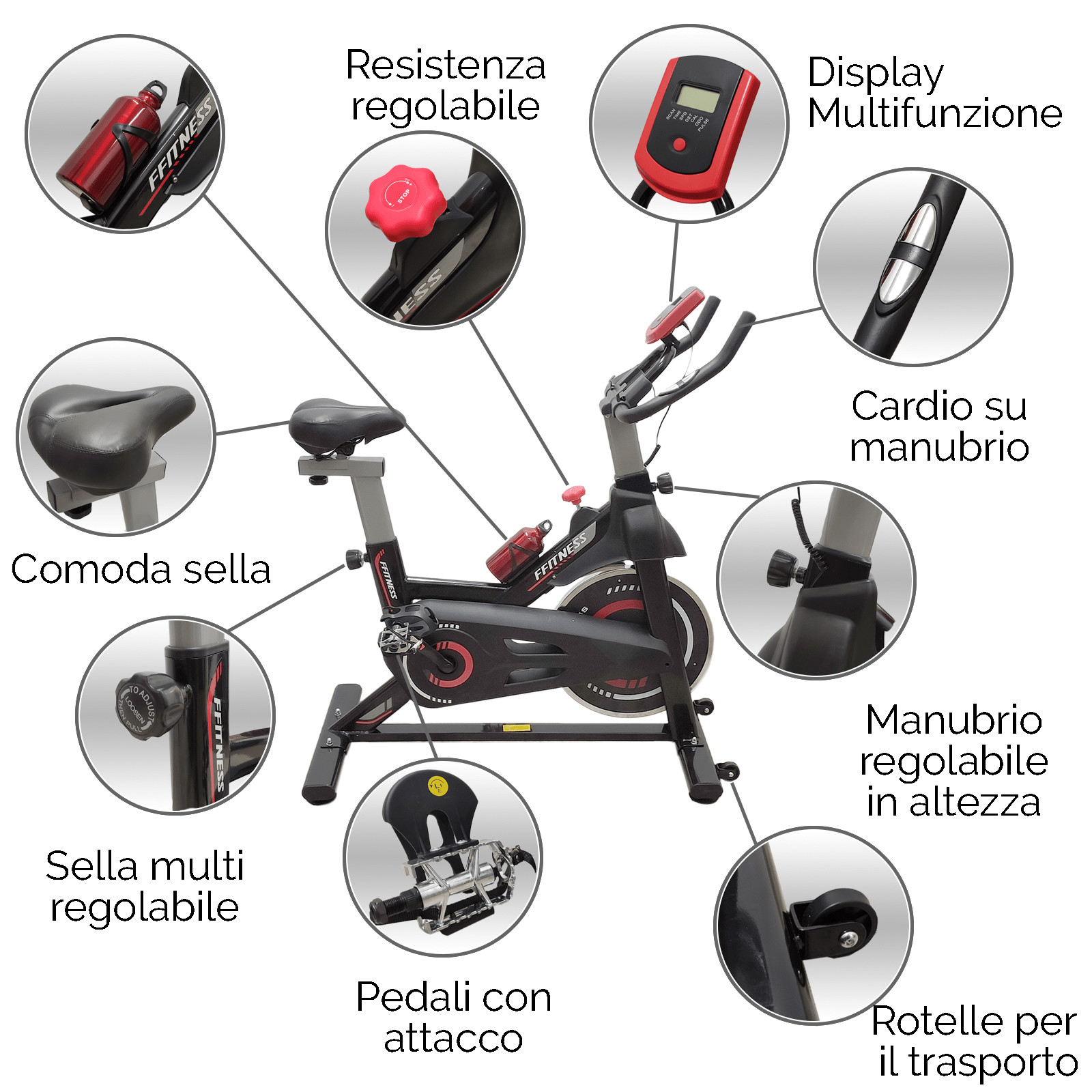 FIT BIKE CYCLETTE INDOOR VOLANO 6KG MULTIFUNZIONE CARDIO CASA CON INESTETISMI foto 2