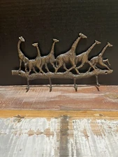 Vintage Brass Giraffe Key Holder Wall Decor