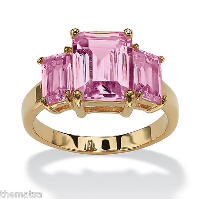 TRIPLE BIRTHSTONE ALEXANDRITE 18K GOLD GP JUNE RING SIZE  5 6 7 8 9 10 